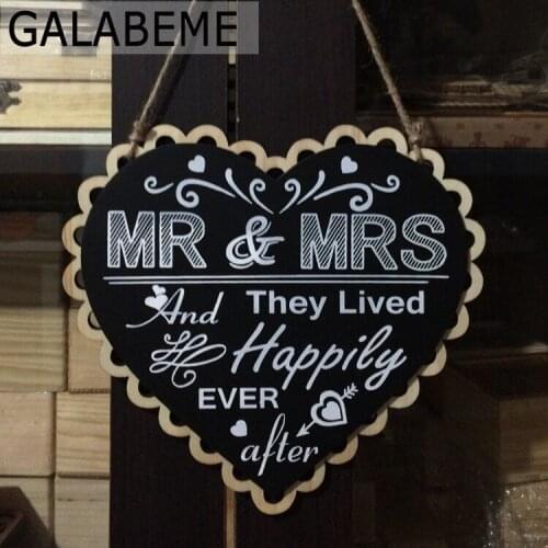 Galabeme 1pcs Wooden Wedding Signs Sweet Heart Shape Blackboard Wedding Signs Photo Props Hanging rustic wedding decor