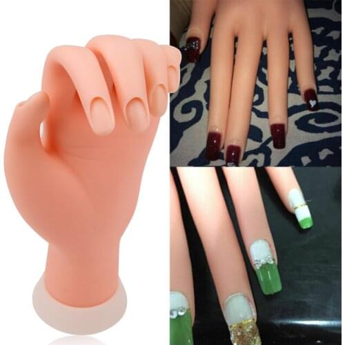 1Pcs Nail Art Training Display Soft Flexible Model Hand Silicone Salon DIY Practice Bendable Mannequin False Tips Manicure Tools