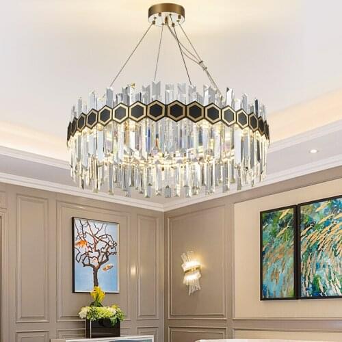 Hot Selling China Villa Living Room Hotel Vintage Gold Round Luxury Design Crystal Chandelier Pendant Light