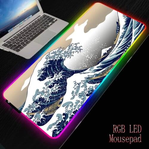 Japan Great Wave Off Kanagawa RGB Gaming Accessories Mouse Pad Speed Professional Game Mouse Pad for LOL Mousepad Gamer Play Mat