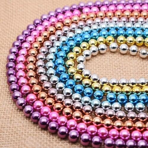 6/8mm Natural Hematite stone Beads Round Loose Beads DIY Handmade Bracelet Needlework Accessories Beads For Jewelry Making