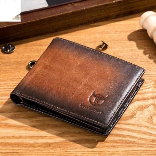 Wallet mens leather short paragraph anti-theft swipe multi-card first layer soft leather money clip