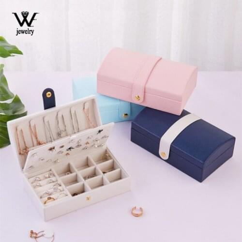 WE New Arched Portable PU Fresh&Simple Jewelry Box Double-layers Small Earring Ring Multifunction Leather Jewelry Packaging Box