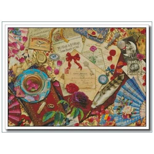 Embroidery Needlework Crafts 14CT Unprinted DIY Quality Cross Stitch Kits Handmade Arts Retro love Letter Wall Home Decor