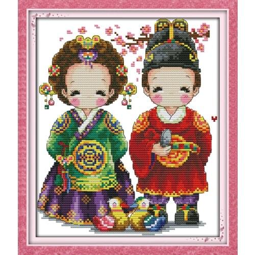 Joy Sunday Korean Wedding Patterns DIY Cross Stitch Kits Sets Handmade Needlework Chinese Embroidery Cross-Stitching Paintings
