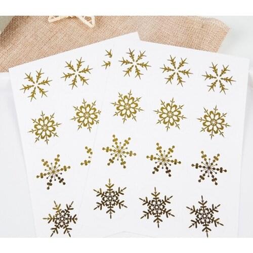 120pcs Christmas snowflake gold Seal Sticker Scrapbooking Cards Envelope Box Packing Label Christmas Sealing Stickers