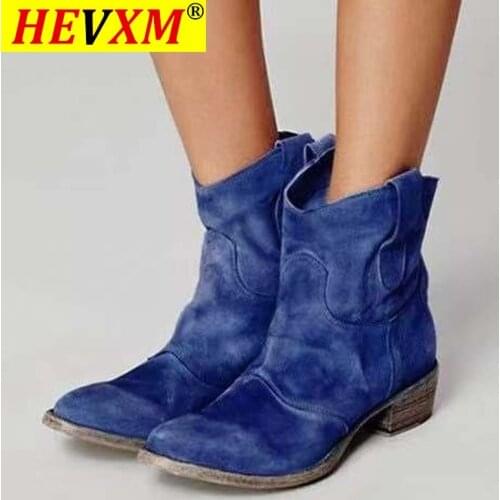 New Women Suede Boots Women Winter 2020 Women Ladies Ankle Booties Round Toe Solid Motorcycle Boots Casual Botas Mujer