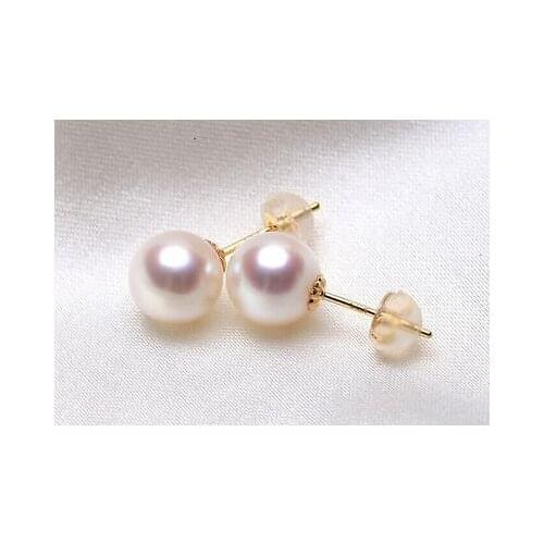 Charming pair 11-12mm south sea round natural white pearl earring>jewerly free shipping