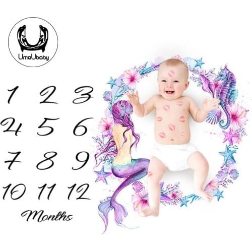 UmaUbaby Baby Swaddle Blanket Newborn Baby Monthly Growth Milestone Blanket Photography Props Background Cloth Commemorate Rug