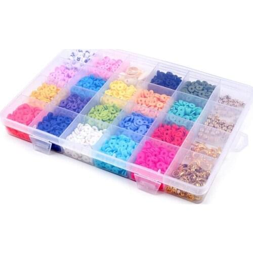 Flat Round Polymer Clay Spacer Beads for Jewelry Making Bracelets Necklace Earring DIY Craft Kit