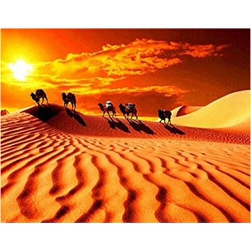 Full square round 5d diamond Painting Desert camel Diamond picture of Rhinestone embroidery landscape Mosaic Cross Stitch L267