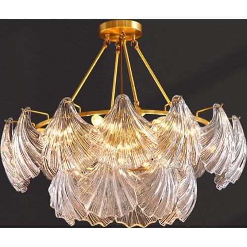Italian Style Light Luxury Shell Ceiling Chandelier Postmodern Living Room Atmospheric Glass Led Lights Bedroom Dining Room Lamp