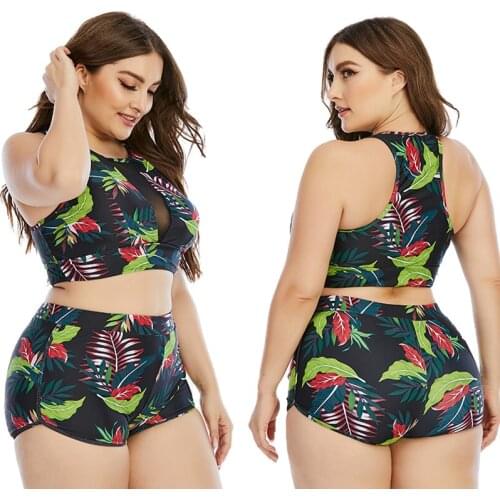 Plus Size Bikinis 2021 Women Swimsuit boyshorts Set Ladies Summer Swimwear See Through Brazil Bathing Suits Bath Beach Clothing