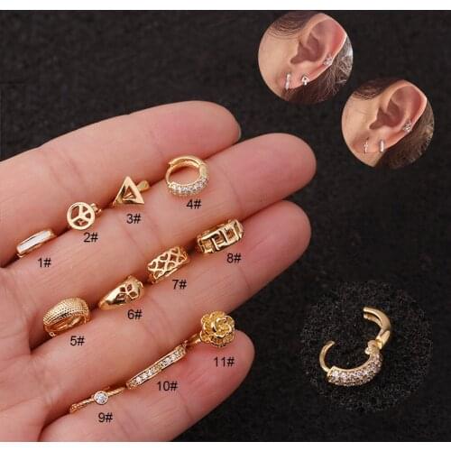 1PC Mini Peace Flower Hoop Cartilage Earring Simple Helix Tragus Daith Snug Ear Cartlidge Earrings Cartilage Piercing Jewelry