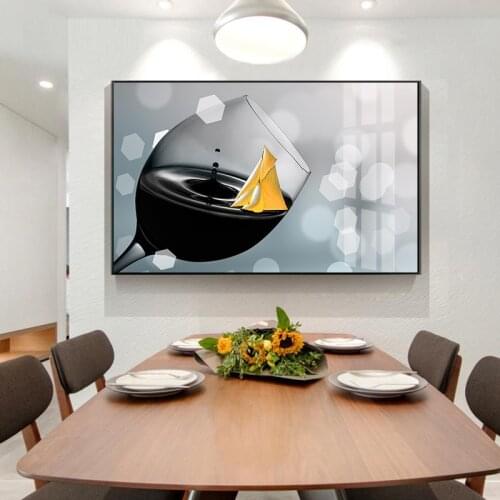 Nordic Romantic Red Wine Champagne Posters Prints Canvas Painting Kitchen Modern Wall Pictures for Living Room Home Decor