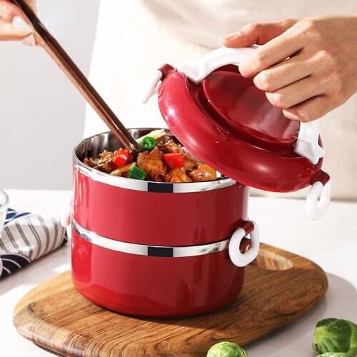 Extra-thick 304 Insulated Lunch Box Barrel Office Worker Stainless Steel Lunch Box with Lid Microwave Oven Heated Lunch Box