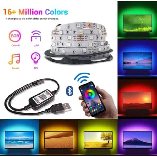 Bluetooth USB LED Strip Light RGB TV Desktop Decoration APP Control 5050 SMD DC 5V USB RGB Lights Flexible LED Lamp Tape Ribbon