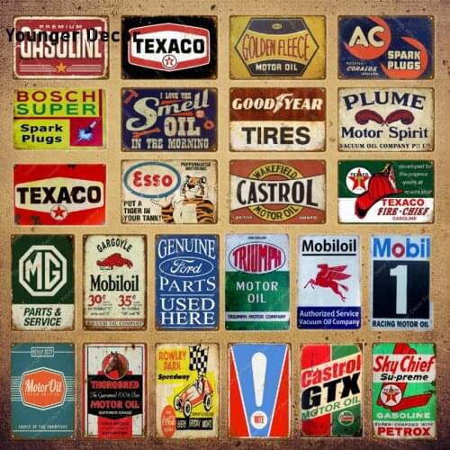 Sky Chief Gasoline Vintage Poster Mobil Castrol GTX Motor Oil Metal Signs Wall Stickers Pub Bar Garage Decor Art Plaque YI-086