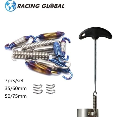 ALCON-Racing 7Pcs/set Spring Exhaust Pipe Muffler Hook Puller Tool Mounting Spring For Dirt Bike ATV Motocross Stainless Steel