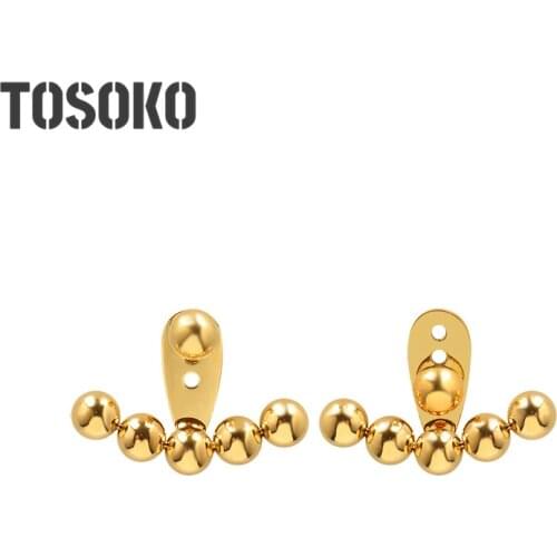 TOSOKO Stainless Steel Jewelry Various Steel Ball Sector Earrings With Adjustable Length BSF442