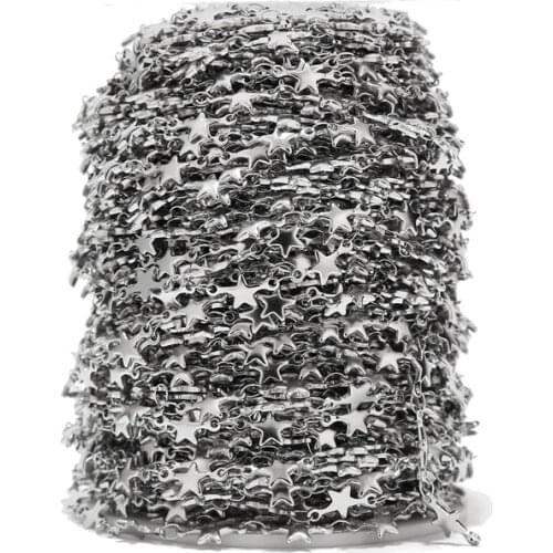 6MM width Stainless Steel star link Chain Spool Link in Bulk for Necklace Jewelry Accessories DIY Making