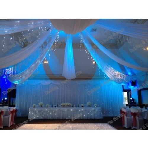 10pcs/lot White Luxury wedding ceiling drapery 12mx0.7m Wedding Roof Drape chuppah curtain
