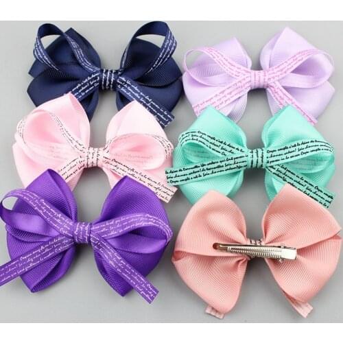 Handmade Ribbon barrettes Clips Boutique girl women Letter Hair Bows With Clip Hairpins For Kids Girl Hair Accessories 10pcs