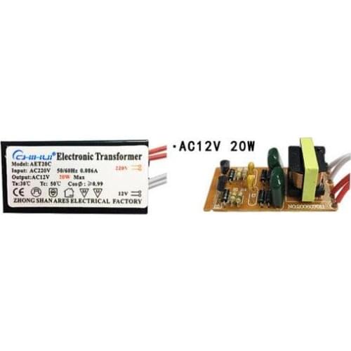 100pcs/lot LED Lighting Transformator Halogen Lamp Electronic Transformer LED Driver Power Supply Power 20W 12Vdc AC 220V