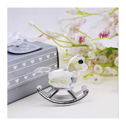 20pcs/lot Crystal gift wedding supplies baby gift crystal rocking horse small wooden horse ornaments
