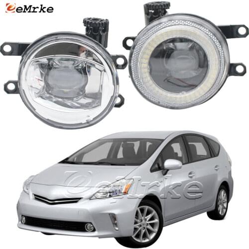 EEMRKE 2in1 LED Angel Eye DRL Daytime Running Lights + Cut-Line Lens Fog Lights for Toyota Prius V Prius+ α / Daihatsu Mebius