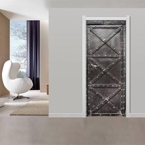 3D creative iron gate door stickers wall stickers self-adhesive waterproof removable