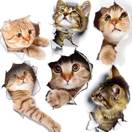 3D Cats Toilet Stickers Lovely Animal Wall Sticker Lovely Cat Home Decor Art PVC Vinyl Bathroom Decor Waterproof Wall Stickers