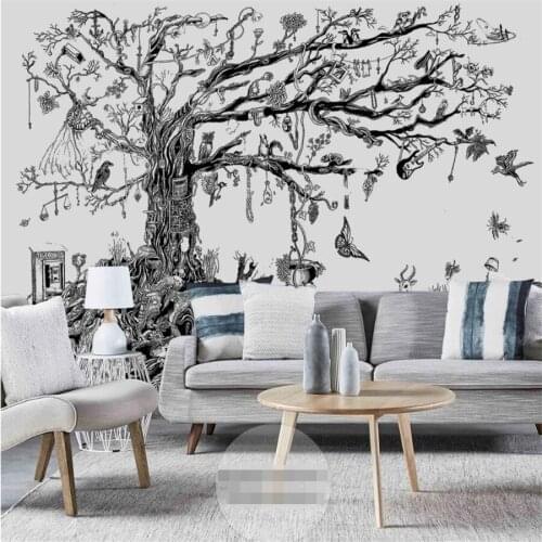 Milofi custom 3D wallpaper mural European nostalgic abstract branch flower and bird living room background wall high-end decorat
