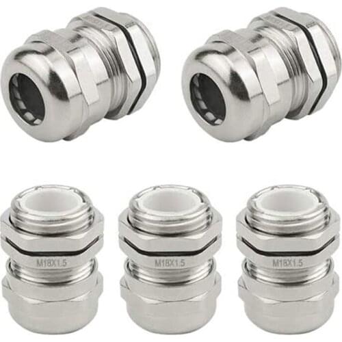 5 Pcs Stainless Steel Cable Gland Waterproof Cable Fixing Head Suitable For 3Mm-14Mm M12 M16 M18 Cable Gland Joints