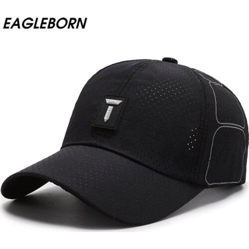 EAGLEBORN New Summer Baseball Cap Men Light Weight Breathable Letter Sun Hat Men Women Sports Cool Hat Black Green Gray White