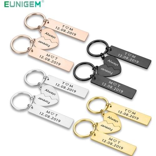 1 Pair Custom Boyfriend Gift Key Chain for Women Men Couple with Heart Keychain Gifts for Husband Wife Girlfriend Valentines Day