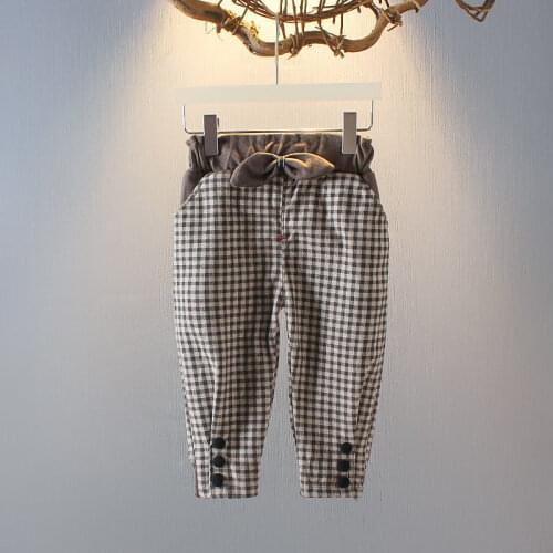 Girls pants spring long childrens spring and autumn wear baby girl baby fashionable plaid pants