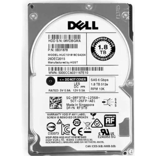 Cheap Original DELL SAS 1.8TB 10K RPM hard disk drive 2.5 inch HDD for server in stock