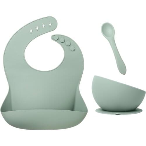 Baby Feeding Bowl Bpa Free Suction Baby Silicon Bowl With Spoon And Baby Bib Set
