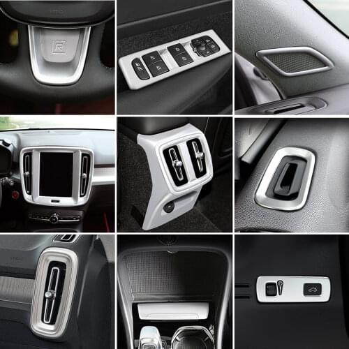For Volvo XC40 2019 2020 2021 Car Styling Interior Accessories Central Console Decoration Frame Cover Trim ABS Silver Sticker