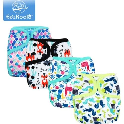 EezKoala OneSize cloth diaper cover with or without bamboo cotton insert,nappy diaper,waterproof breathable S M& L adjustable