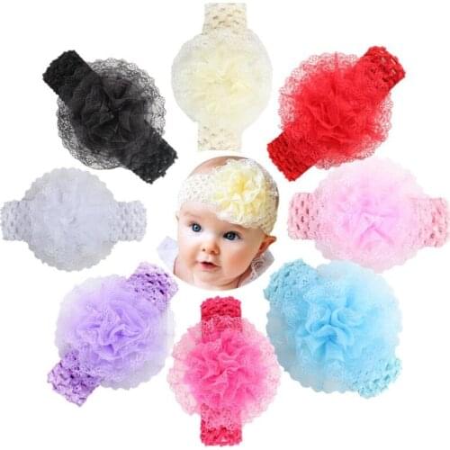 Newborn Baby Hats Flower Headband Baby Flower Children Elastic Lace Headband Hair Accessories Cute Girls Headdress wf