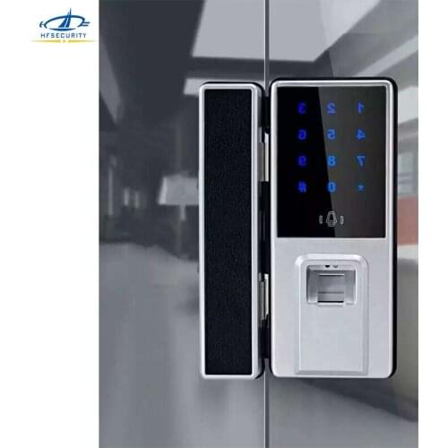 [HFSECURITY] Fingerprint Glass Door Lock for Single Glass Door Card Fingerprint Password Access Control