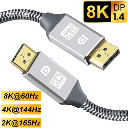 Displayport Cable 8K DP 1.4 Display Port Cable For Xiaomi TV Box PS4 Audio Video Cable PC Laptop Projector 1m 2m 3m 5m DP Cable