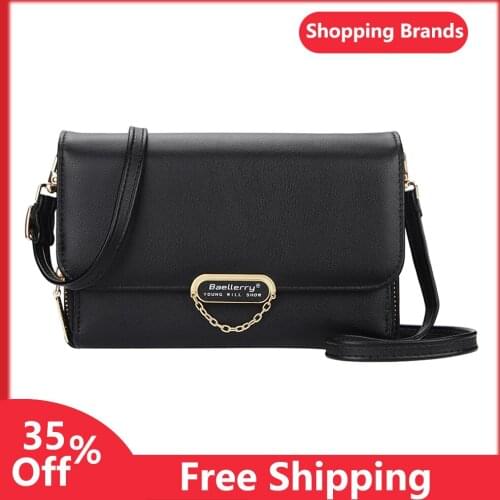 Korean Women Luxury brand leather shoulder bag with long chain Multifunction cell phone packet female fashion hand bags
