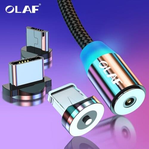 Olaf Magnetic Cable Fast Charging Micro USB Type C Cable Magnet Charger For Iphone 7 11 Samsung S10 Xiaomi USB-C LED Phone Cord