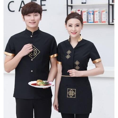 Short Sleeve Fashion Restaurant Waiter Uniform Restaurant/hotel Waiter Waitress Uniform Short Sleeve Restaurant Waitress