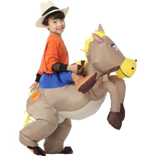Inflatable Horse Adult Kid Costume Halloween Costumes for Men Ride on Horse Cowboy Cosplay Inflatable Costume Party Fancy Dress