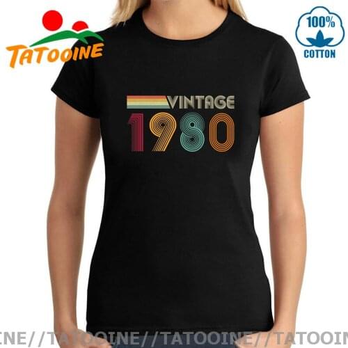 Novelty Retro 80s Clothing Vintage 1980 T Shirt women Fashion Born in 1980 T-shirt Mothers Birth day Thanksgiving Gift Tee Tops