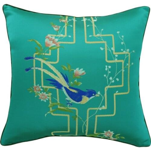 Wholesale New Chinese Embroidery Sofa Chinese Flower and Bird Waist Pillow Cushion Cover
